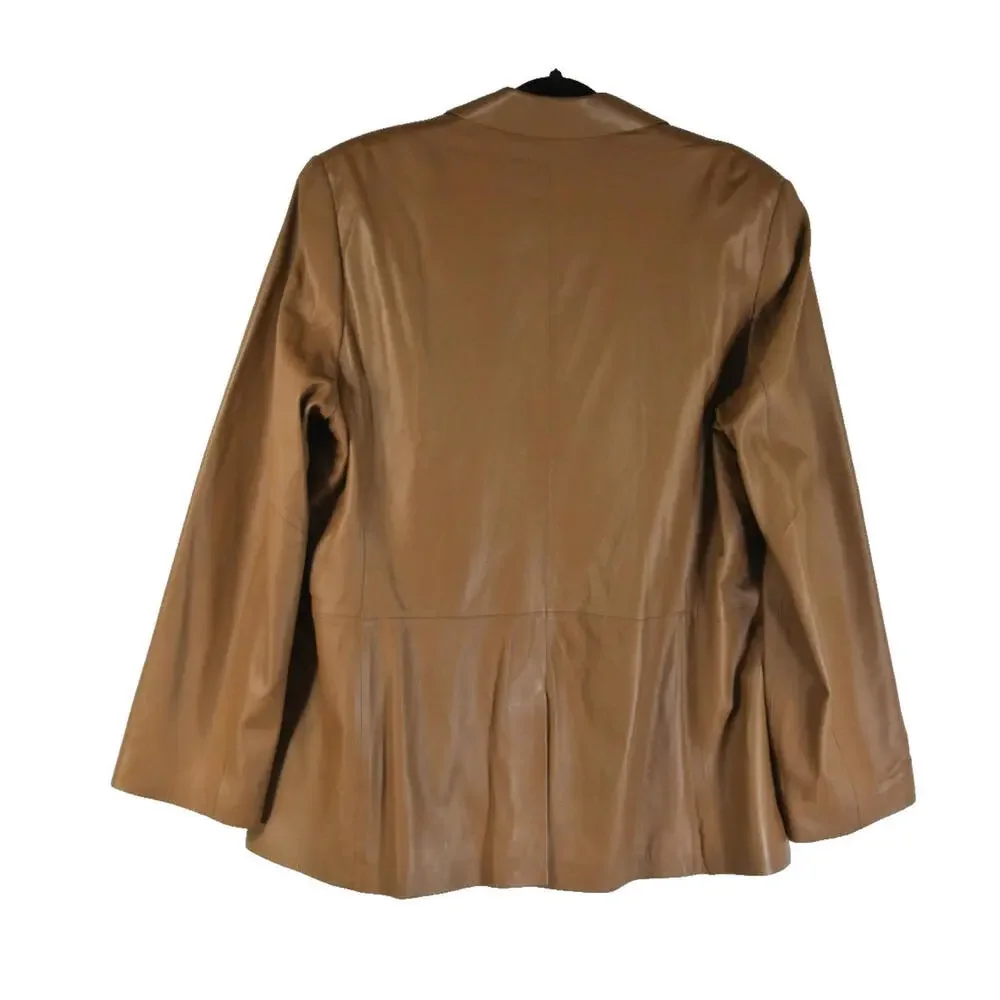 NEW, Vince Straight Fit Leather Blazer in Brown Size 8 #SJ2155 - Picture 4 of 8